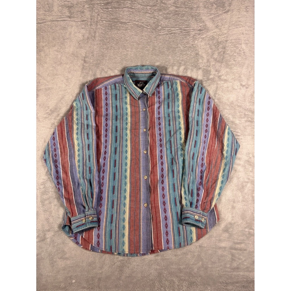Vtg Woolrich long sleeve Aztec button up Flannel Shirt M Multicolor Mens 1990s